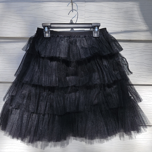 MARC JACOBS Designer Mini Tulle Skirt Groovy Swirl Silver Black XXS NWT - Picture 8 of 12